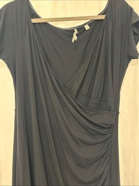 Vince Black Jersey Draped Midi Dress